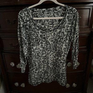 Black & White Felted Texture With Fine Sheer Top - Size XL